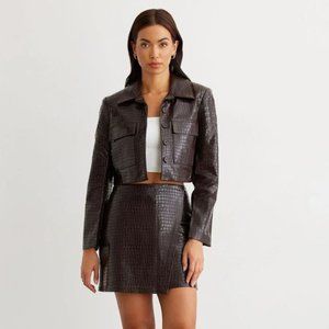 Dynamite Crocodile Faux Leather Shacket